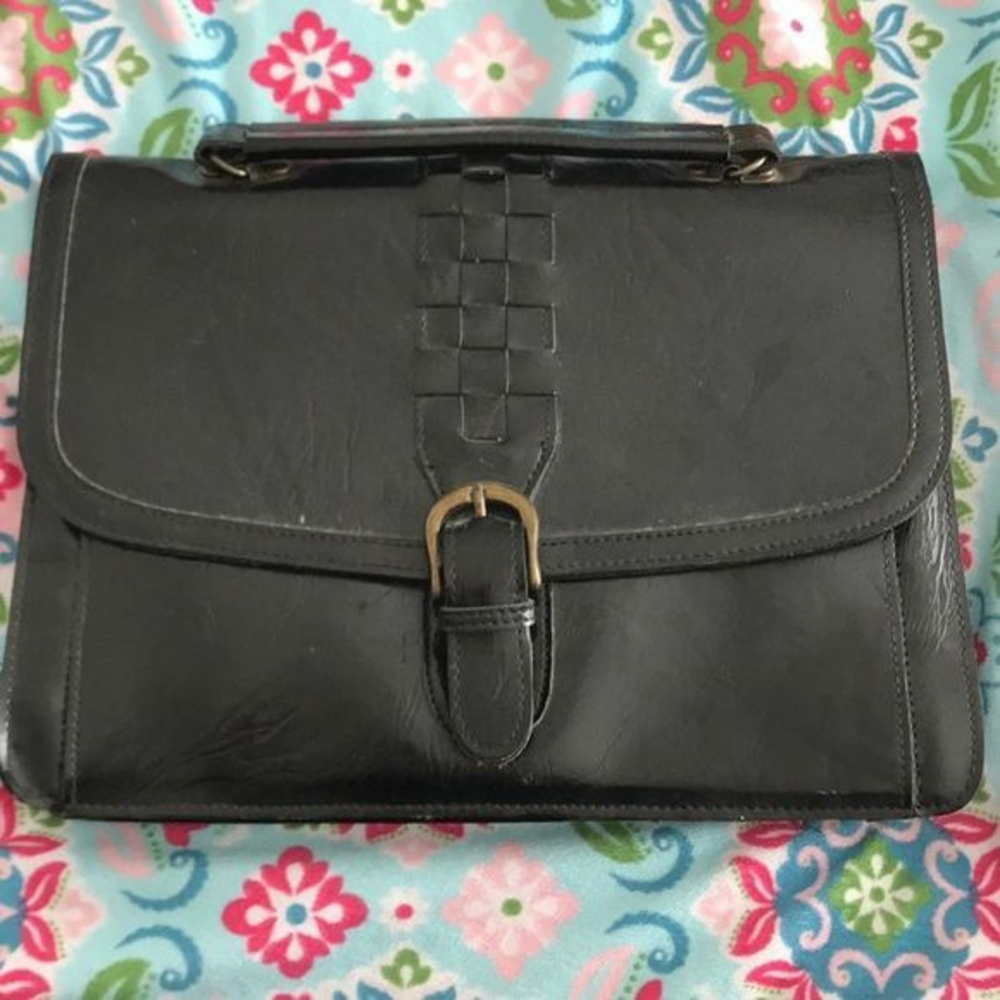 Elegant Black Leather Portfolio Case